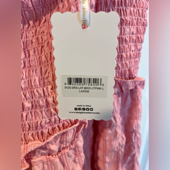 Simply Southern Pink Smocked Dress Preppy NWT - Picture 7 of 7